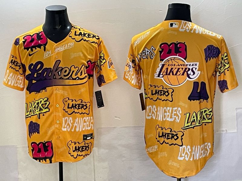 Men 2025 Los Angeles Lakers Blank Yellow NBA Nike jersey 013